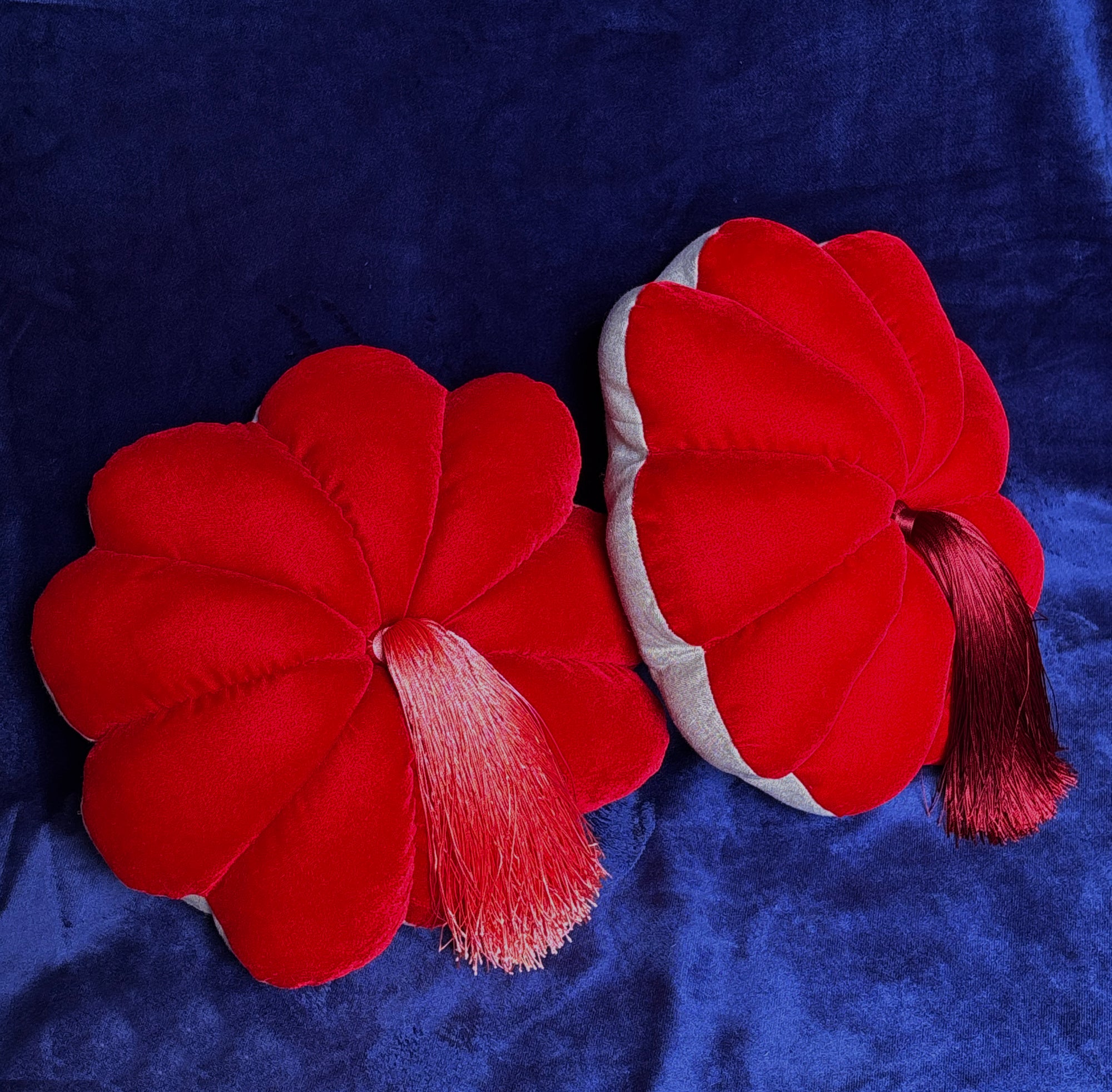 FULL BLOOM, RED / RED & CORAL -  DARK CORAL OR BURGUNDY TASSEL