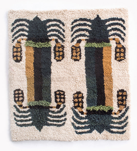 Date palm Tree Rug in natural and green color - Quad