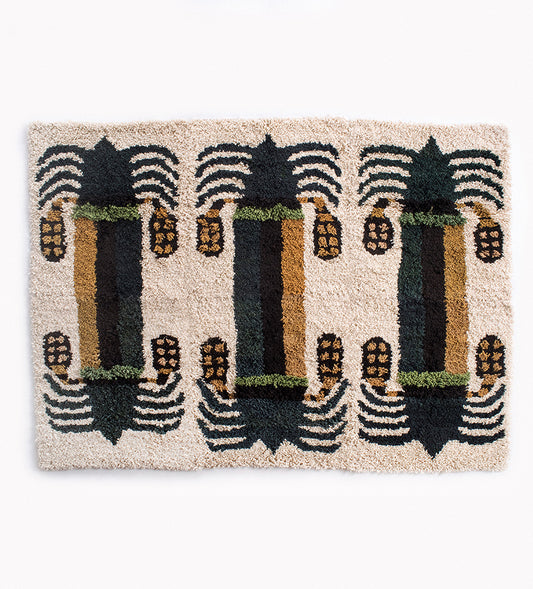 Date palm Tree Rug in natural and green color - Large