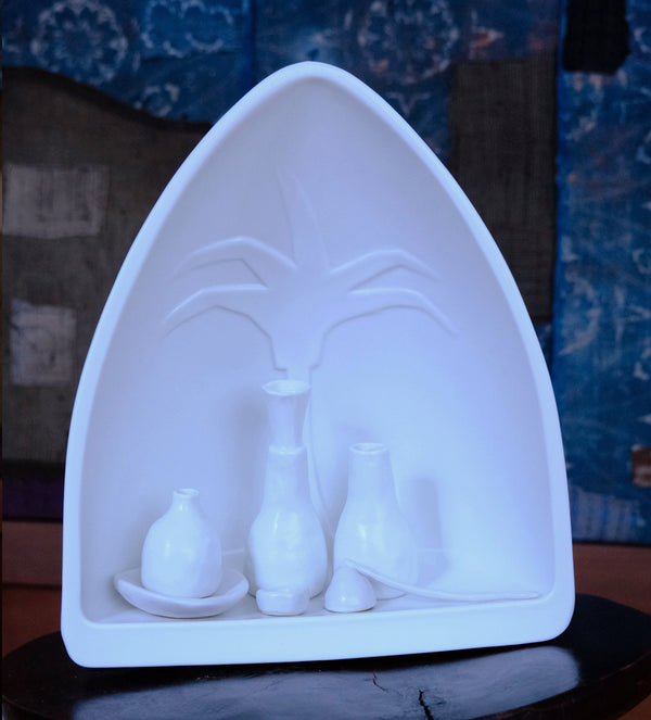 PALM TREE - ALTAR - WHITE  WITH COLOR GLAZE
