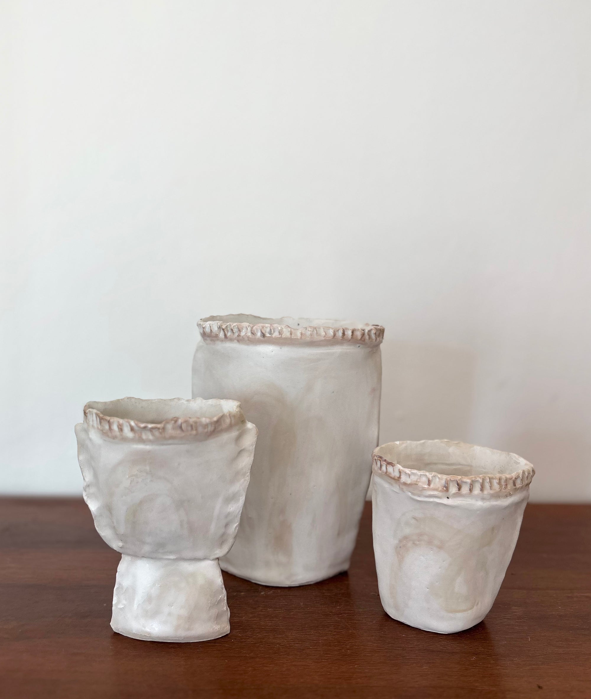 White flower pods vases