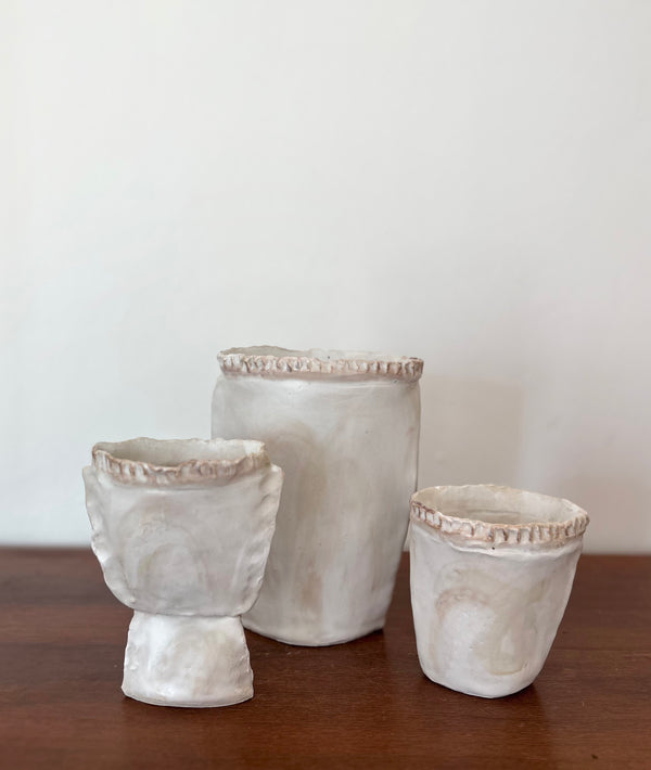 White flower pods vases