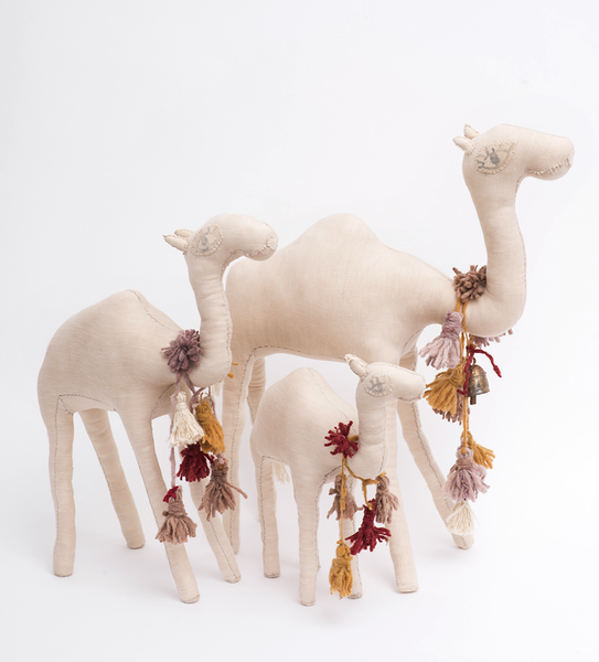 Family Of 3 Camels with Wool tassels