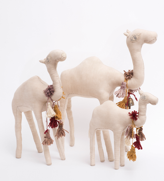 Family Of 3 Camels with Wool tassels
